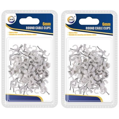 180x Witte kabelclips/kabelklemmen met spijker 6 mm