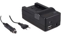 4-in-1 acculader voor Panasonic VW-VBT190 / VW-VBT380 - compact en licht - laden via stopcontact, auto, USB en Powerbank