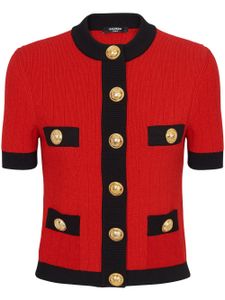 Balmain cardigan crop à manches courtes - Rouge