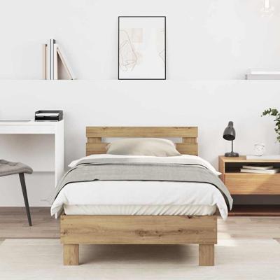 Bedframe met hoofdeinde Artisan Eiken 90 x 200 cm Bewerkt hout
