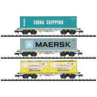 MiniTrix 18703 N set van 3 goederenwagons containertrans van de AAE