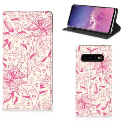 Samsung Galaxy S10 Smart Cover Pink Flowers