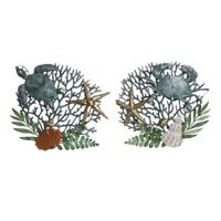 Wanddecoratie Home ESPRIT Blauw Gouden Mediterrane 55 x 4 x 48 cm (2 Stuks)