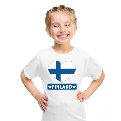 Finland Supporters t-shirt - kinderen - hartjes vlag - wit - korte mouwen - sport - kleding Finland Supporters t-shirt - kinderen - hartjes vlag - wit - korte mouwen - sport - kleding
