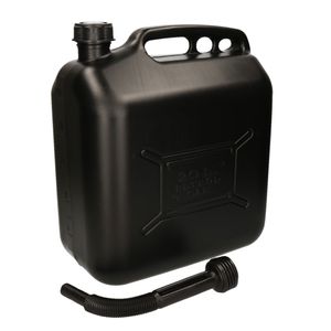 Jerrycan / benzinetank brandstof - 20 liter - zwart met trechter   -