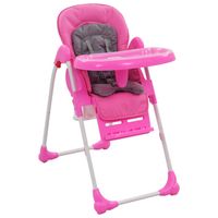 vidaXL Kinderstoel hoog roze en grijs - thumbnail