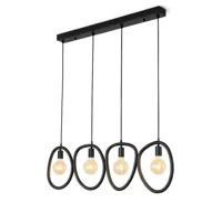 Ylumen Hanglamp Pebble 4 lichts L 140 cm mat zwart
