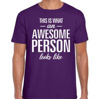 Awesome Person tekst t-shirt paars heren Awesome Person tekst t-shirt paars heren