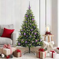 Kunstkerstboom met scharnier 150 LEDs Groen 150 cm PVC en PE
