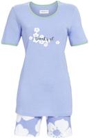 Helderblauwe katoenen shortama Ringella