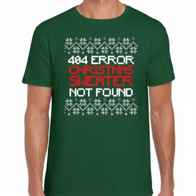 Foute Kerst t-shirt voor heren - 404 error - groen - Christmas sweater NOT found