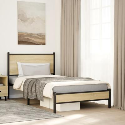 Bedframe zonder matras metaal sonoma eikenkleurig 100x200 cm