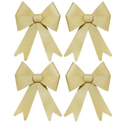 Feeric Christmas Kerst strik - 4x - goud - glitter - 30 cm - pvc - decoratiestrik - kerststrik