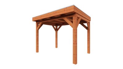Trendhout Overkapping Refter XL 375x285 cm- Plat dak- Onbehandeld lariks Douglas hout- Trendhout