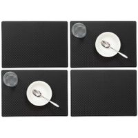 Set van 12x stuks stevige luxe Tafel placemats Zafiro zwart 30 x 43 cm