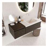 Mondiaz Bukla 120cm badmeubel met module 40 dark brown 2 lades met wastafel rechts zonder kraangat kleur talc