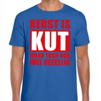 Foute Kersttrui t-shirt - Kerst is kut maar toch gezellig - blauw - voor heren
