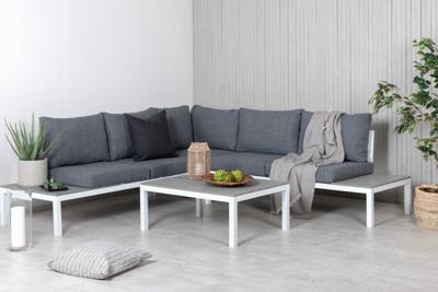 Nohr Loungeset 'Farzana' Met hoekbank en tafel, kleur Grijs/Wit
