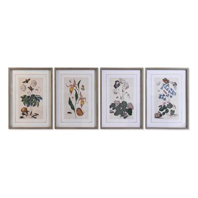 Schilderij DKD Home Decor Spar Kristal 50 x 65 x 2,5 cm 50 x 2,5 x 65 cm 50 x 2,5 x 70 cm Blommor (4 Onderdelen)