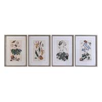 Schilderij DKD Home Decor Spar Kristal 50 x 65 x 2,5 cm 50 x 2,5 x 65 cm 50 x 2,5 x 70 cm Blommor (4 Onderdelen)