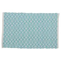Differnz Brighton badmat 100% katoen - geschikt voor vloerverwarming - 50 x 80 cm - blauw/wit