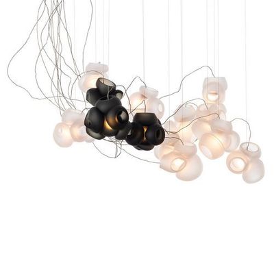 Bocci 100.13 Semi-rigid Hanglamp - Transparant met grijs - Ronde plafondkap