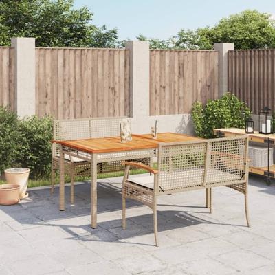 3-delige Tuinset met kussens poly rattan beige