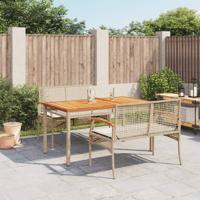 3-delige Tuinset met kussens poly rattan beige