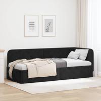 Hoekbedframe met hoofdeinde Zwart 80 x 200 cm Fluweel