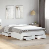 Bedframe met lades bewerkt hout wit 140x190 cm
