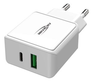 Ansmann HomeCharger HC218PD USB-oplader 18 W Thuis Uitgangsstroom (max.) 3000 mA Aantal uitgangen: 2 x USB 2.0 bus A, USB-C bus