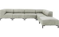 Goossens Excellent Hoekbank Marshall Met Hocker grijs, leer, 1,5-zits, urban industrieel