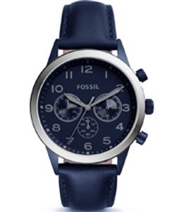 Horlogeband Fossil BQ2189 Leder Blauw 22mm