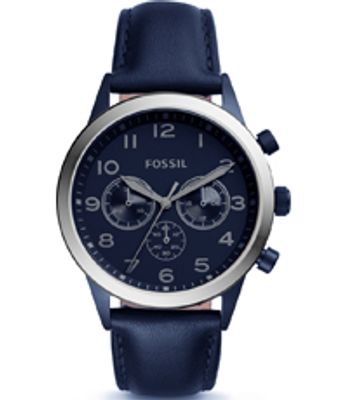 Horlogeband Fossil BQ2189 Leder Blauw 22mm