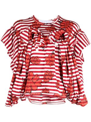 Comme des Garçons TAO x Shun Sudo t-shirt rayé à fleurs - Rouge