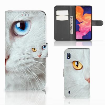 Samsung Galaxy A10 | Telefoonhoesje | Met pasjeshouder | Witte Kat