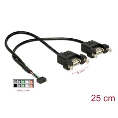 Delock USB-kabel USB 2.0 USB-pinbus, USB-A bus 0.25 m Zwart 84832