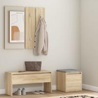 Garderobe set bewerkt hout sonoma eikenkleurig