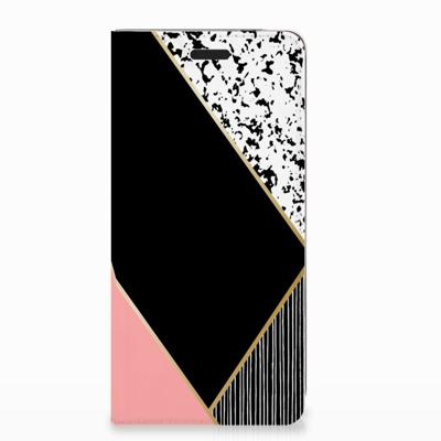 Nokia 3.1 (2018) Stand Case Zwart Roze Vormen Nokia 3.1 (2018) Stand Case Zwart Roze Vormen
