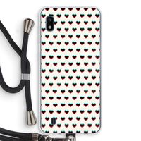 Hartjes: Samsung Galaxy A10 Transparant Hoesje met koord Hartjes: Samsung Galaxy A10 Transparant Hoesje met koord