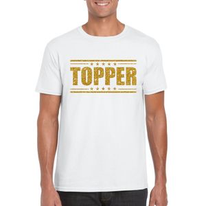 Topper t-shirt wit met gouden glitters heren