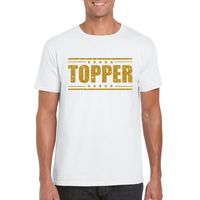 Topper t-shirt wit met gouden glitters heren - thumbnail