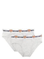 Moschino logo-print strap cotton-blend briefs - Gris