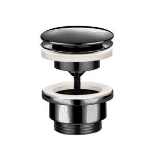 Afvoerplug Hotbath Cobber Always-Open met Schroef Rond Zwart Chroom