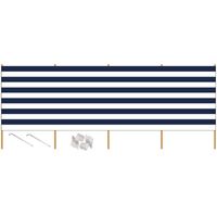 Strand/camping windscherm gestreept wit/blauw 2,75 meter x 150 cm incl. haringen en scheerlijnen