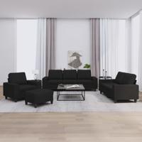 4-delige Loungeset stof zwart