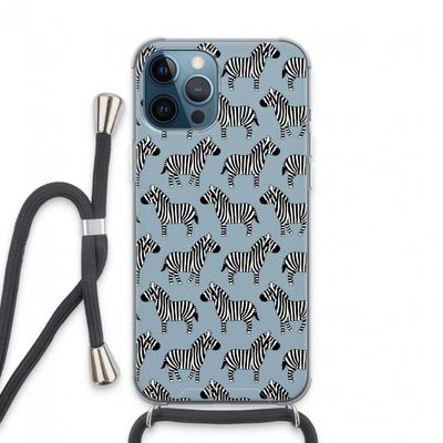 Zebra: iPhone 13 Pro Max Transparant Hoesje met koord