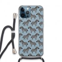 Zebra: iPhone 13 Pro Max Transparant Hoesje met koord