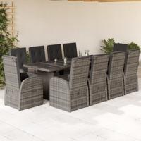 11-delige Tuinset met kussens poly rattan grijs 11-delige Tuinset met kussens poly rattan grijs