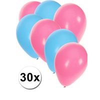 Ballonnen lichtblauw en lichtroze 30x - thumbnail